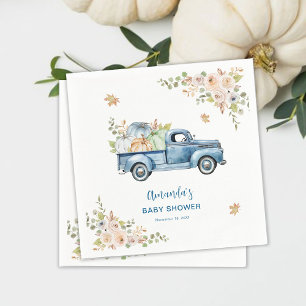 Serviette En Papier Fête Prénatale Bébé Citrouille Camion Bleu