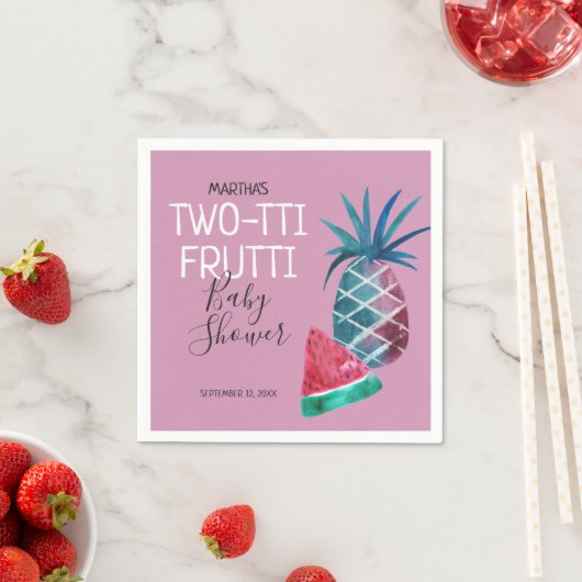 Serviette En Papier Fête Prénatale Bébé Fille Two-tti Frutti (En situation)