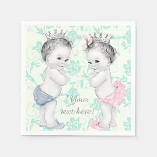Serviette En Papier Fête prénatale de jumeaux Prince et Princesse