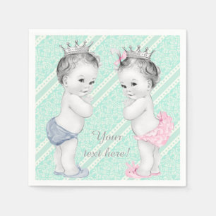 Serviette En Papier Fête prénatale de jumeaux Prince et Princesse