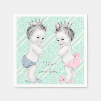 Serviette En Papier Fête prénatale de jumeaux Prince et Princesse