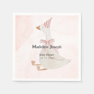 Serviette En Papier Fête Prénatale Fille au Canard Rose Aquarelle