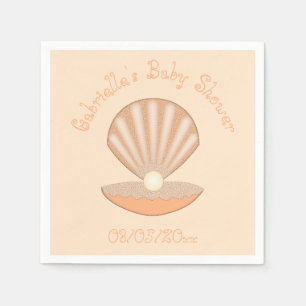 Serviette En Papier Fête prénatale mixte Coquille d'huître et Perle