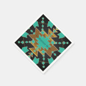Serviette En Papier Fête Ranch Sud-Ouest Turquoise Noir & Or (Coin)