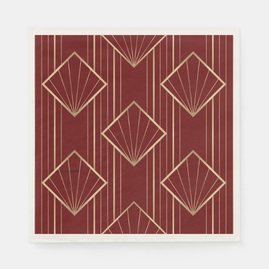 Serviette En Papier Fête rouge et or (Devant)