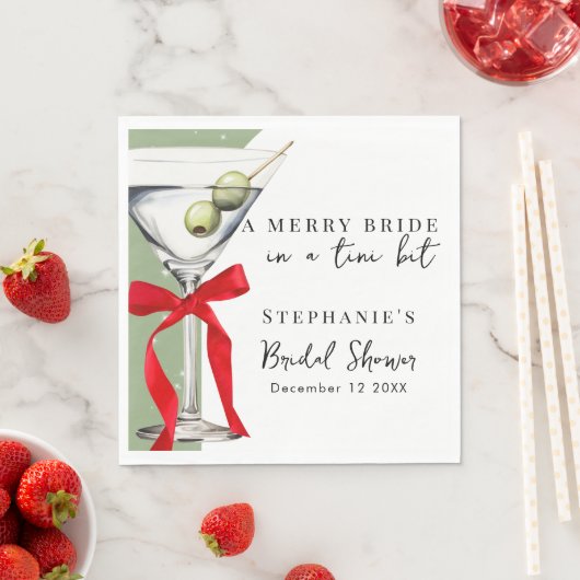 Serviette En Papier Fête Ruban Rouge Rétro Salissure Martini Baby Show (En situation)