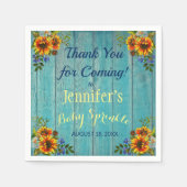 Serviette En Papier Fête Rustique Bleue Tournesol Bébé Sprinkle (Devant)