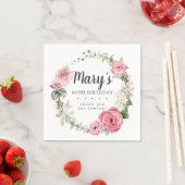 Serviette En Papier Fête Rustique rose 80e anniversaire (En situation)