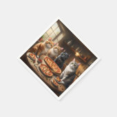 Serviette En Papier Fête Sa Pizza Chat Nuit, (Coin)