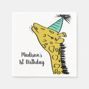 Serviette En Papier Fête Safari au Zoo Giraffee Doodle