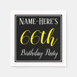 Serviette En Papier Fête simple, 66e anniversaire avec nom personnali