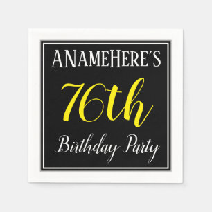 Serviette En Papier Fête simple, 76e anniversaire avec nom personnalis
