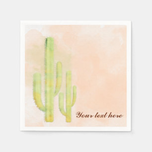 Serviette En Papier Fête simple du sud-ouest avec cactus à l'aquarelle
