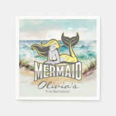 Serviette En Papier Fête Sirène Jaune (Devant)