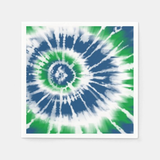 Serviette En Papier Fête Spirale de teinture à tarte bleue et verte (Devant)