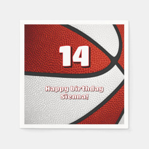 Serviette En Papier fête sportive de basket-ball filles blanc rouge