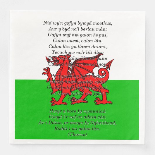 Serviette En Papier Fête St Davids Noël Calon Lân (Devant)