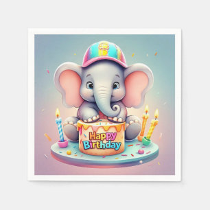 SERVIETTE EN PAPIER " FÊTE SUCRE DE L'ÉLÉPHANT "