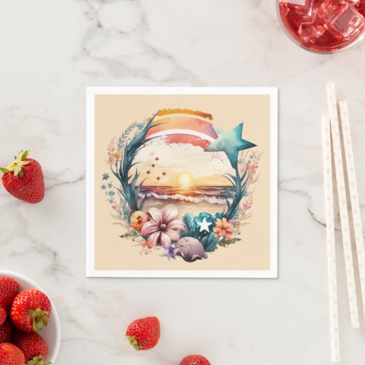 Serviette En Papier fête sur la plage (En situation)