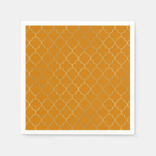 Serviette En Papier Fête sur le thème du motif quatrefoil jaune curcum