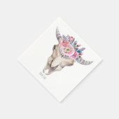 Serviette En Papier Fête sur mesure Cow Skull Floral Rustique Bohème C (Coin)