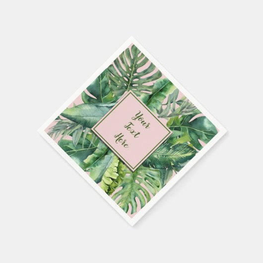 Serviette En Papier Fête Sweet 16 Feuilles Tropicales Rose & Vert (Coin)