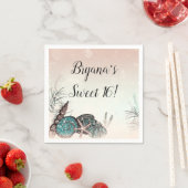 Serviette En Papier Fête Sweet 16 Pink Under the Sea Shells Beach (En situation)