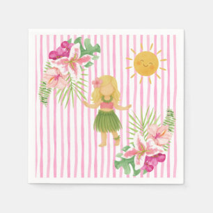 Serviette En Papier Fête Tiki Luau, Anniversaire Hawaï, Fille Hula