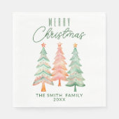 Serviette En Papier Fête verte des arbres de Noël (Devant)