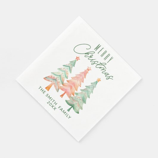 Serviette En Papier Fête verte des arbres de Noël (Coin)