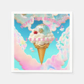 Serviette En Papier Fête Whimsical Pink and Blue Ice Cream (Devant)