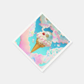 Serviette En Papier Fête Whimsical Pink and Blue Ice Cream (Coin)