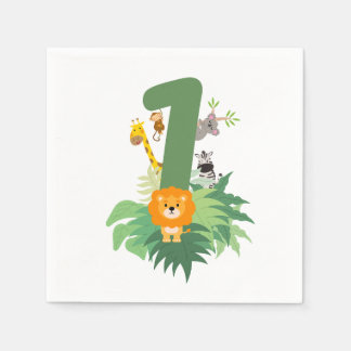 Serviette En Papier Fête Wild One Jungle - 1er Anniversaire serviettes