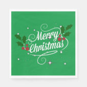 Serviette En Papier Fêter Noël, vert festif, (Devant)