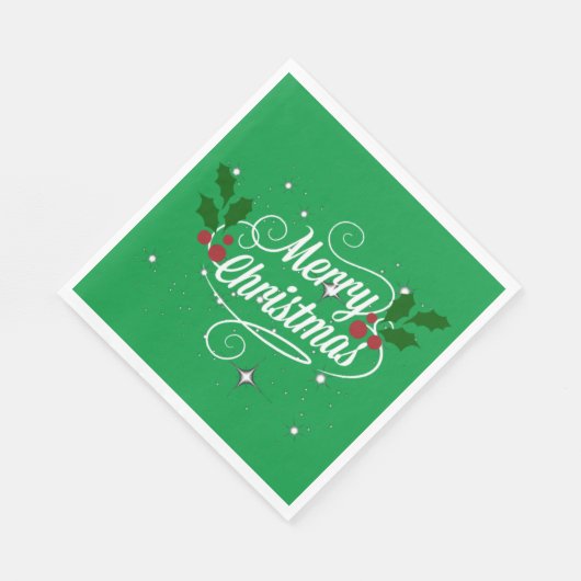 Serviette En Papier Fêter Noël, vert festif, (Coin)