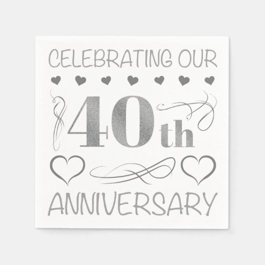 Serviette En Papier Fêter notre 40e anniversaire (Devant)