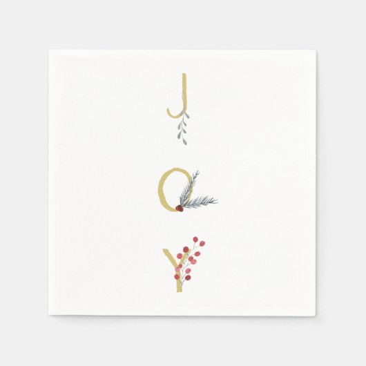 Serviette En Papier Fêtes Botaniques Joy Rustic Gold Minimal Party (Devant)