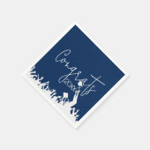 Serviette En Papier Fêtes De Diplôme Avec Des Casquettes Blancs (Coin)