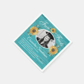 Serviette En Papier Fêtes de fin d'études Fun Faits tournesol Turquois (Coin)