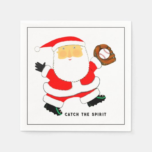 Serviette En Papier Fêtes de Noël de baseball (Devant)