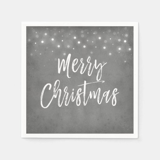 Serviette En Papier Fêtes de Noël Gris ou Argent (Devant)