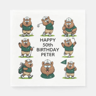Serviette En Papier fêtes de wombats jouant au golf en train de se pré
