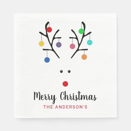 Serviette En Papier Fêtes modernes Noël de rennes fantaisie (Devant)