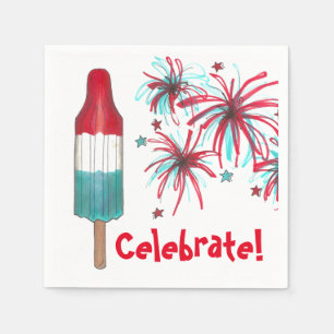 Serviette En Papier Fêtez ! 4 juillet Patriotic Rocket Pop Popsicle