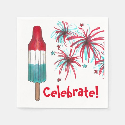 Serviette En Papier Fêtez ! 4 juillet Patriotic Rocket Pop Popsicle (Devant)