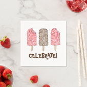 Serviette En Papier Fêtez ! Eclair Crème de glace Popsicles Foin (En situation)