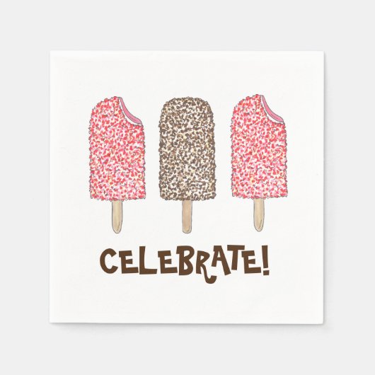 Serviette En Papier Fêtez ! Eclair Crème de glace Popsicles Foin (Devant)