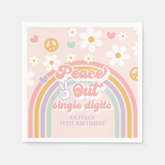 Serviette En Papier Fêtez les 10 ans avec Peace Out Single Digits (Devant)