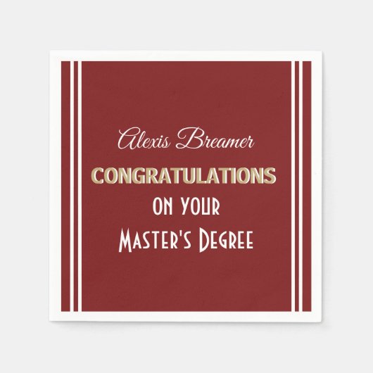 Serviette En Papier Fêtez ! Master's Degree ! Graduation Party Napki (Devant)