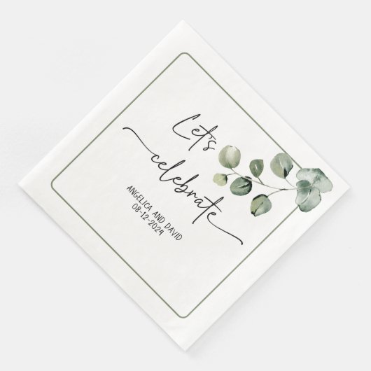 Serviette En Papier Fêtons le nom date eucalyptus moderne (Coin)